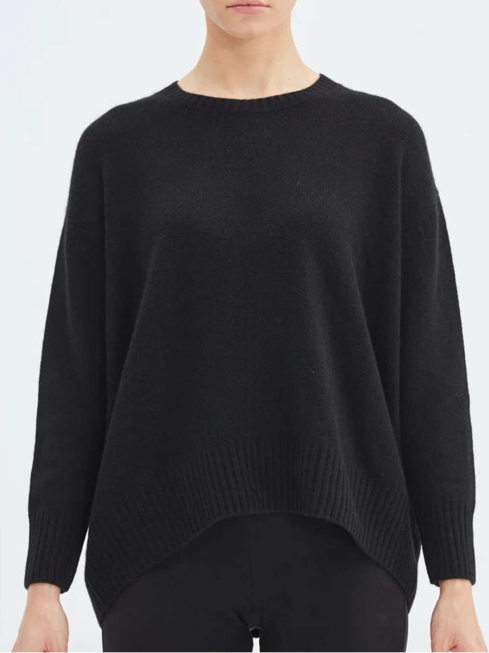 Public Habit 100% Cashmere Sweater Black Crew Neck Long Sleeves M/L Medium/Large